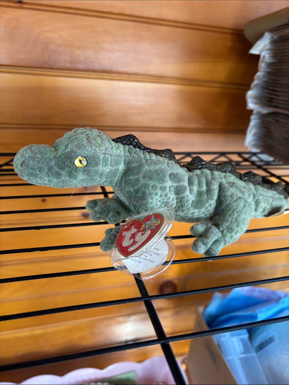 Ty Green Plush Alligator with Black Back Spikes